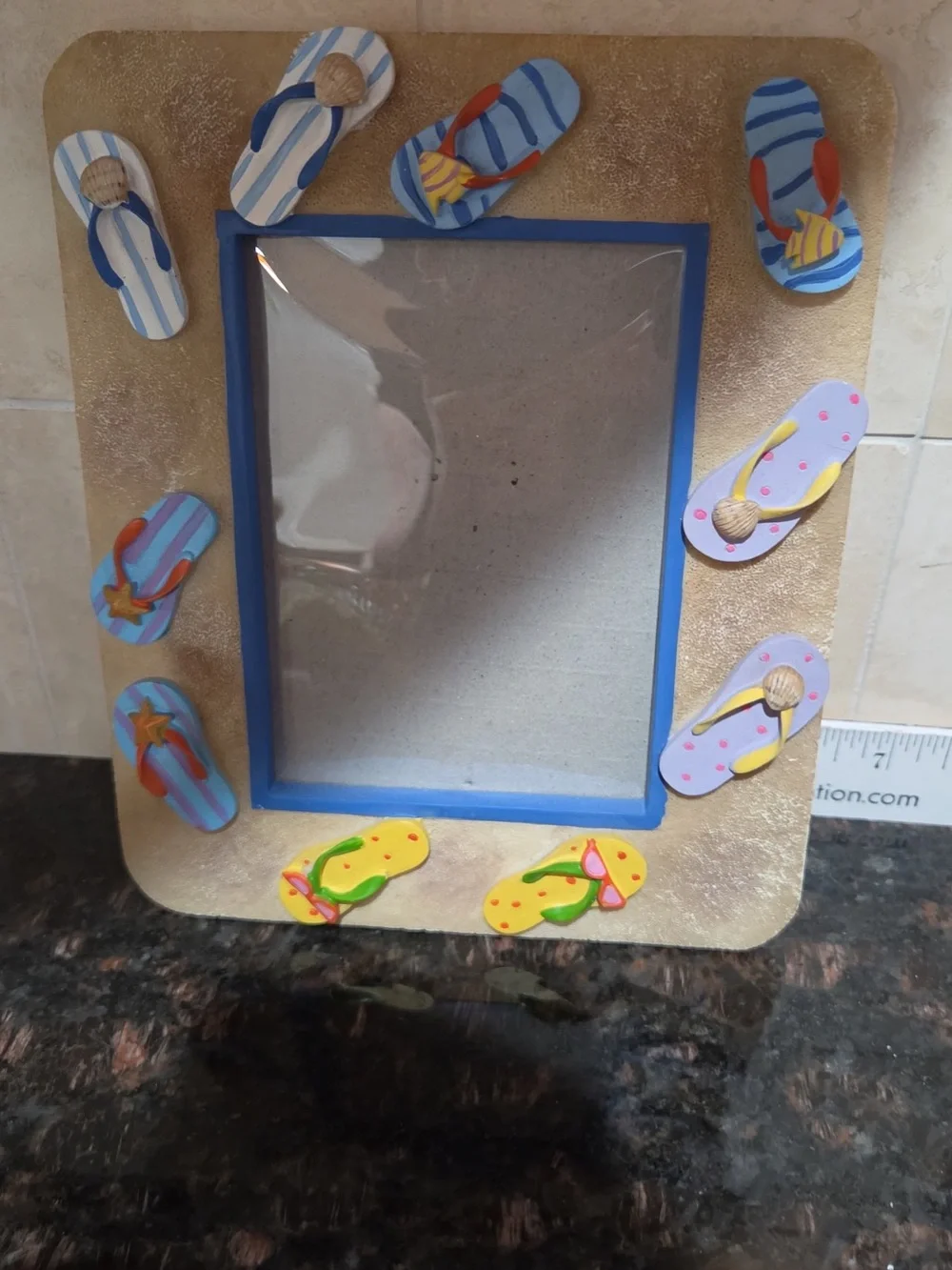 Kids Flip-Flop Picture Frame - Yellow, Blue & Pink Accents